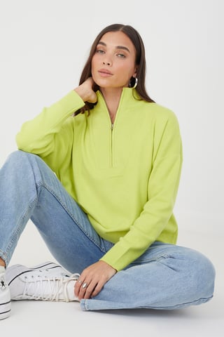 Lime 'Joey' 1/2 Zip Knitted Jumper