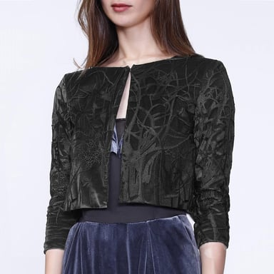 Short lace and velvet jacket