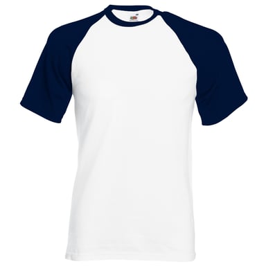Fruit Of The Loom Mens Short Sleeve Baseball T-Shirt (White/Deep Navy)