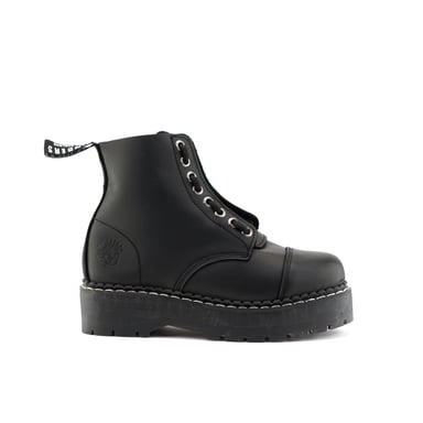 Botas casuales con cremallera hasta el tobillo de cuero negro unisex Grinders - Cameron ACS
