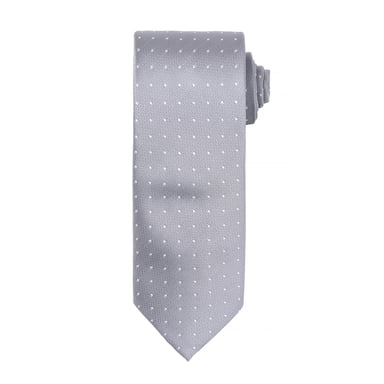 Premier Mens Micro Dot Pattern Formal Work Tie (Silver/ White)