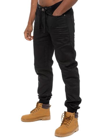 Enzo| Pantalones vaqueros con puños para hombre - Negro