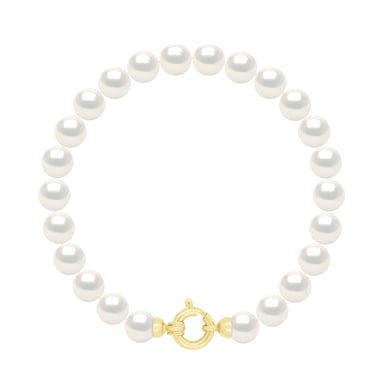 Bracelet Row of Real Cultured Freshwater Pearls Round 6-7 mm