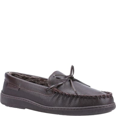 Hush Puppies Mens Ace Leather Slippers (Brown)