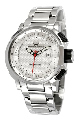 Reloj Yonger plateado de acero inoxidable
