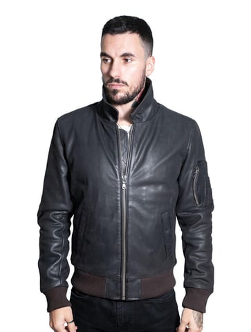 Cazadora bomber de piel de vaca A2 para hombre - Oslo
