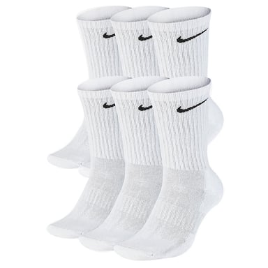 Nike SX7666 Unisex Everyday Cushion Crew Training Socks (6 Pairs) White