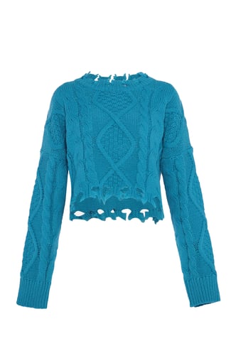 Mymo Knitted pullover women turquoise