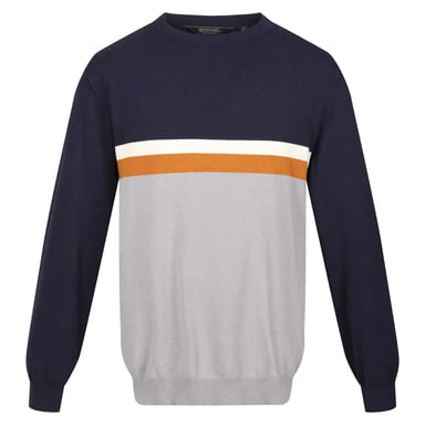Regatta Mens Kaelen Colour Block Knitted Jumper (Navy/Storm Grey)
