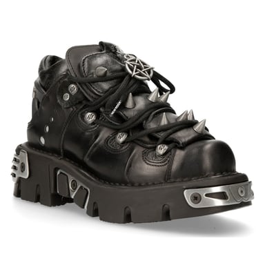 Botines con púas de cuero negro New Rock 110-S1