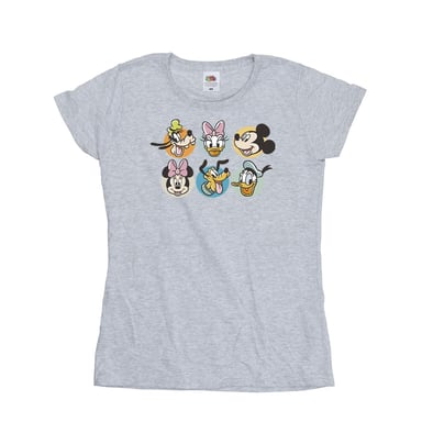 Disney Womens/Ladies Mickey Mouse And Friends Faces Cotton T-Shirt (Sports Grey)