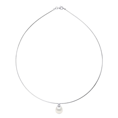 Necklace Semi Rigid Real Cultured Freshwater Pearl Pear 10-11 mm