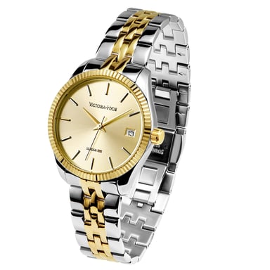 Victoria Hyde, watch, gold-silver, gold dial, calendar function