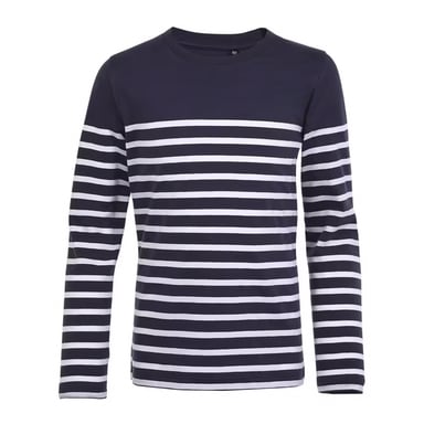 SOLS Childrens/Kids Matelot Striped Long-Sleeved T-Shirt (French Navy/White)