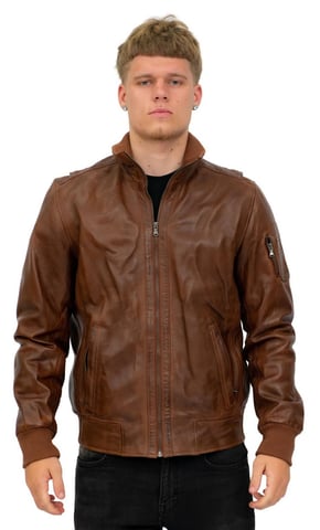 Chaqueta bomber universitaria de cuero para hombre - Adana
