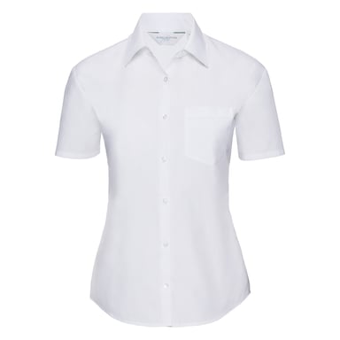 Russell Collection Womens/Ladies Classic Poplin Short-Sleeved Shirt (White)