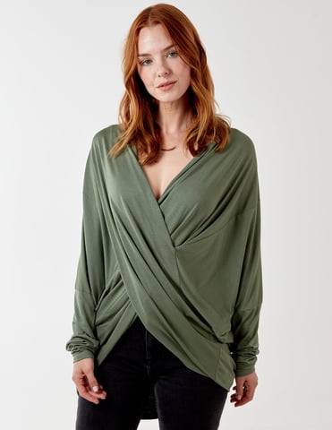 MILA - Asymmetric Drape Front Top