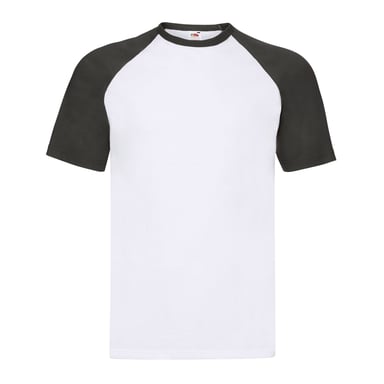 Fruit of the Loom Unisex Adult Contrast Panel Baseball T-Shirt (White/Black)
