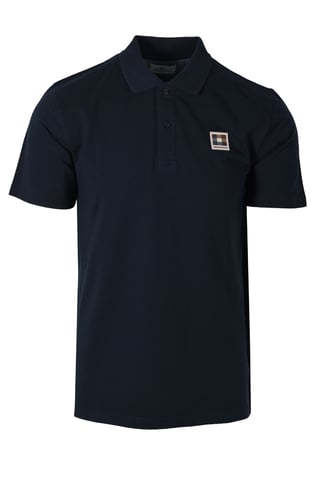 Aquascutum Check Patch Polo Shirt Navy