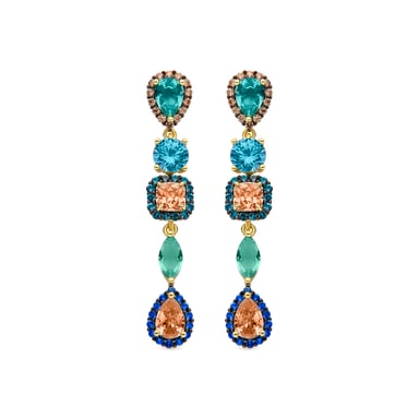 Pendientes Luxenter de Plata de Ley 925 con Circonita Multicolor acabados en oro amarillo de 18K