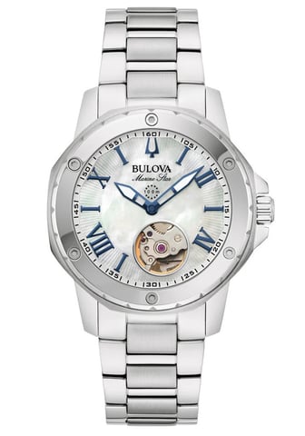 Bulova Marine Star Women's Silver Watch 96L326