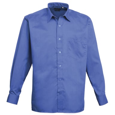Premier Mens Premier Poplin Long-Sleeved Formal Shirt (Royal)