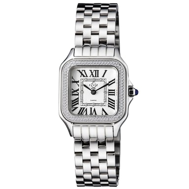 Reloj GV2 Milan para Mujeres Swiss Quartz, Esfera Plateada, Acero Inoxidable con Diamantes
