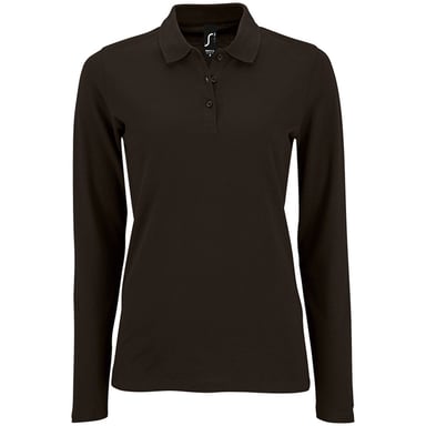 SOLS Womens/Ladies Perfect Long Sleeve Pique Polo Shirt (Black)