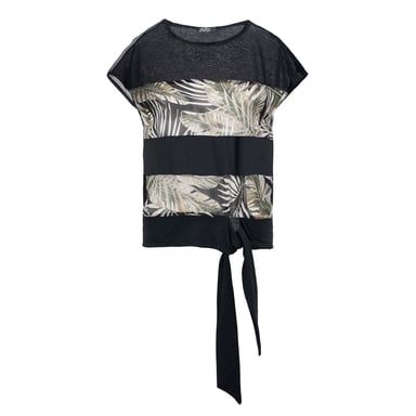 Top con estampado de hojas negras y lazos