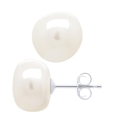 Earrings White Gold - Real Cultured Freshwater Pearls Baroque 10-11 mm