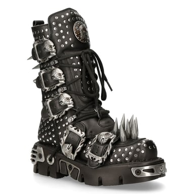 Botas góticas con tachuelas de cuero negro New Rock 1535-S1