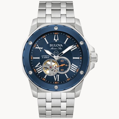 Bulova Marine Star Men's Silver Watch 98A302