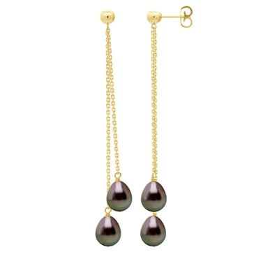 Hanging Earrings - Real Cultured Tahiti Pearls Pear 7-8 mm