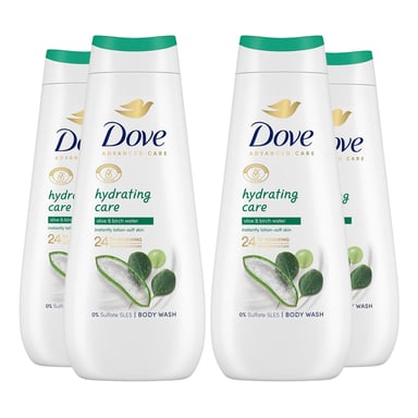 Dove Advanced Care Body Wash Hydrating Care 24H Renewing Micromoisture, 4x400ml