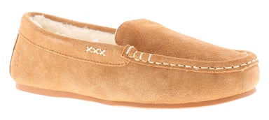 Hush Puppies Womens Moccasin Slippers Annie Suede Leather tan