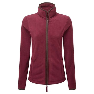 Premier Womens/Ladies Artisan Contrast Trim Fleece Jacket (Burgundy/Brown)