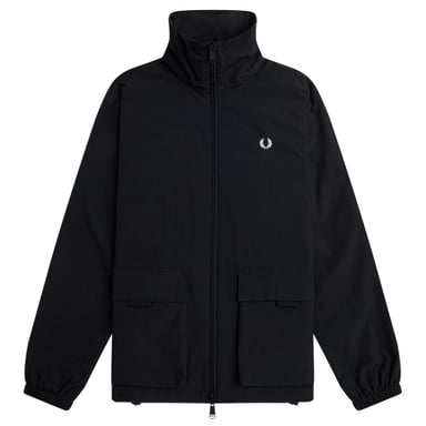 Fred Perry Chaqueta negra con bolsillo de parche y cierre de cremallera