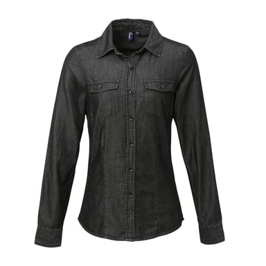 Premier Womens/Ladies Stitch Shirt (Black Denim)