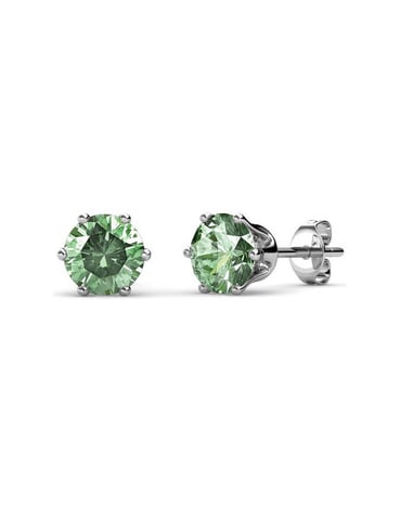 Pendientes Aout con piedra de nacimiento - Plata y verde claro