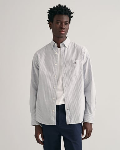 GANT Mens Regular Fit Long Sleeve Oxford Banker Stripe Shirt