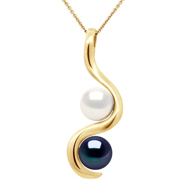 Pendant You & Me - 2 Real Cultured Freshwater Pearls Round 7-8 mm