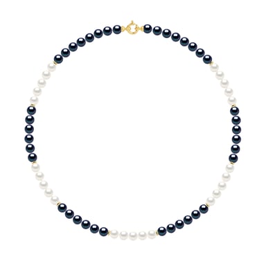 Necklace - Row of Real Cultured Freshwater Pearls Round 6-7 mm