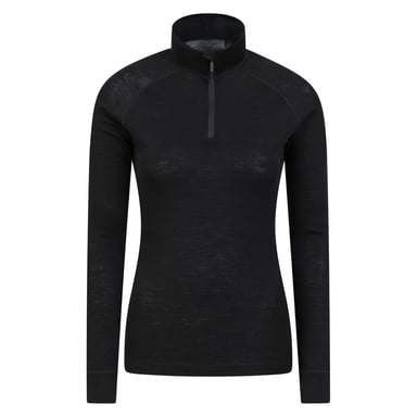 Mountain Warehouse Womens/Ladies Merino Wool Zip Neck Thermal Top (Black)
