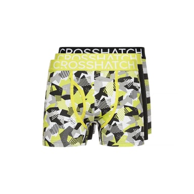 Crosshatch Mens Crystaline Boxer Shorts (Pack of 3) (Lime/Black/Grey)