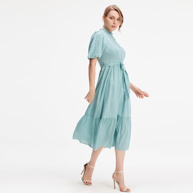 Tea dress with tiered ruffles