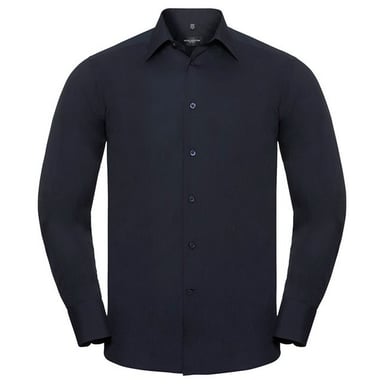 Russell Collection Mens Polycotton Easy-Care Long-Sleeved Formal Shirt (French Navy)