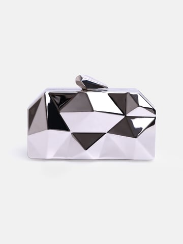 Where's That From Womens Melanie Geometric Pattern Clutch Bag In Silver
