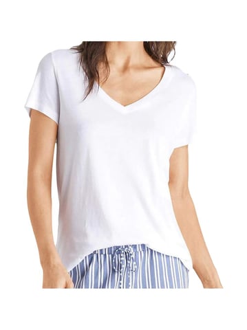 Camiseta Superdry para mujer con logotipo bordado y cuello en V