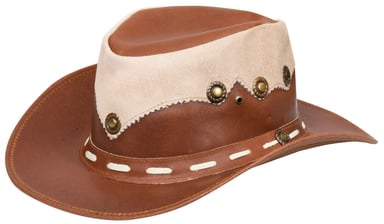 Sombrero de vaquero estilo western australiano de cuero auténtico y gamuza para el interior del país