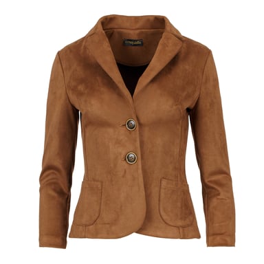 Chaqueta Ajustada Marrón con Aspecto de Alcántara
